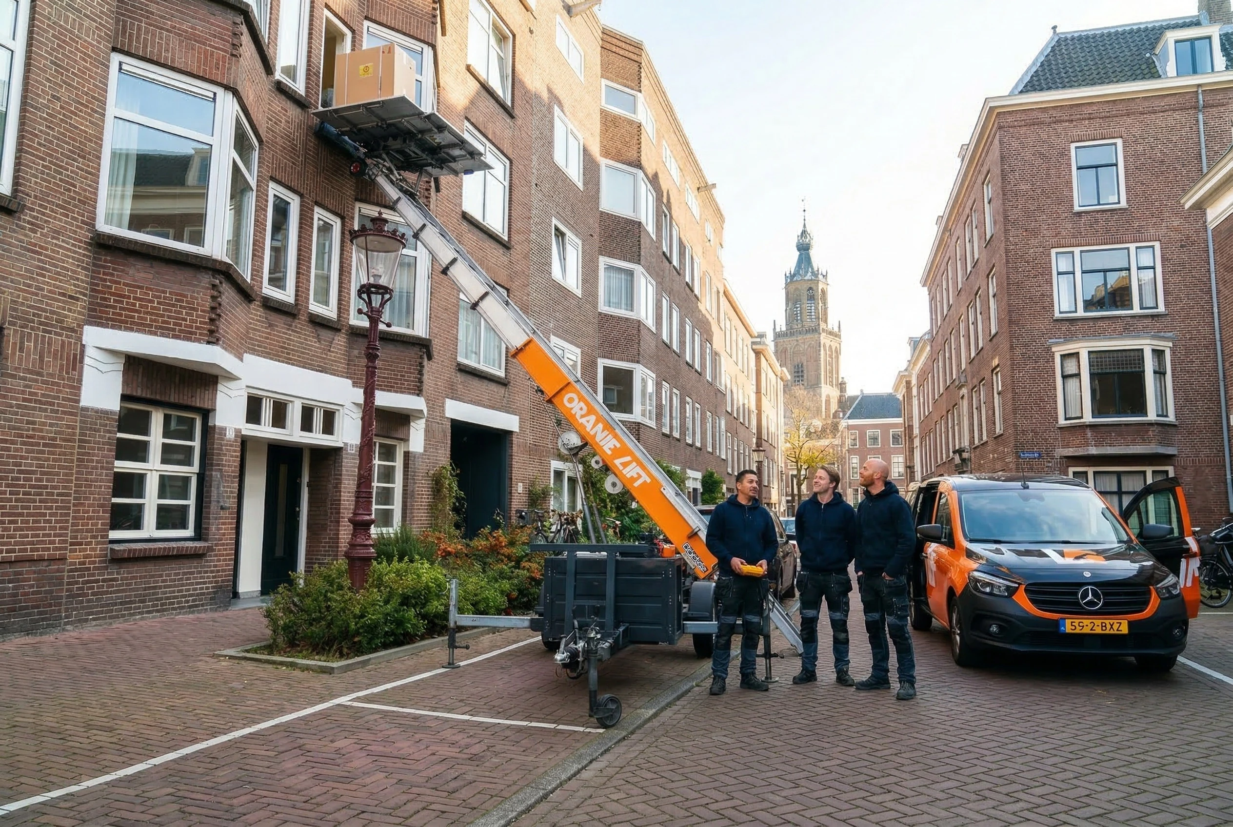 Verhuislift team in actie