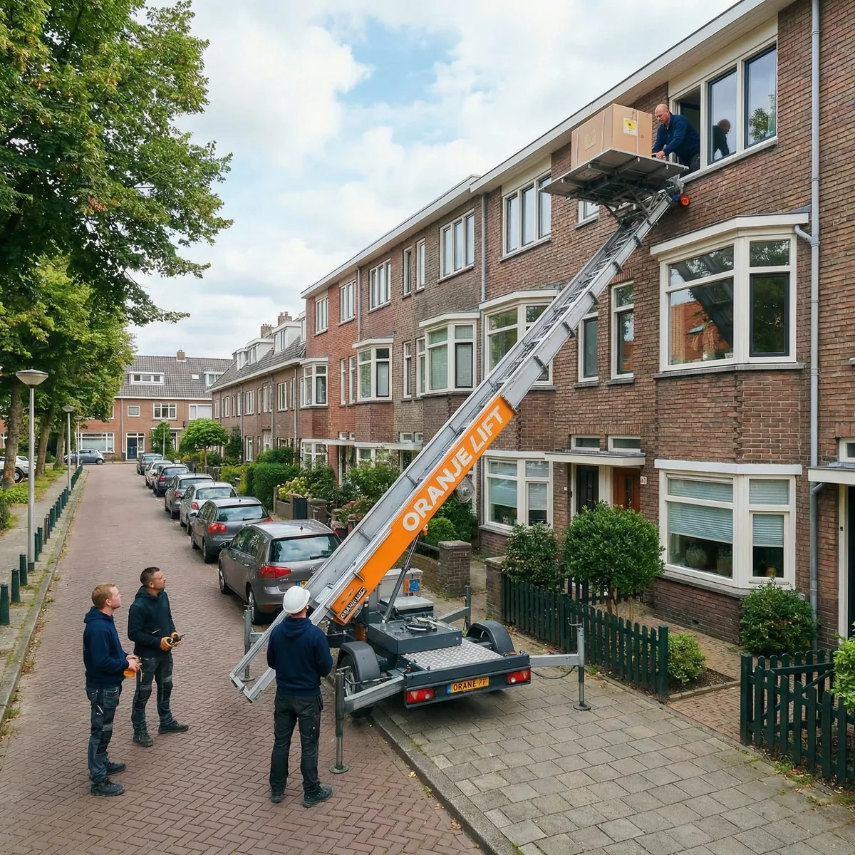 Verhuislift in Nederlandse straat